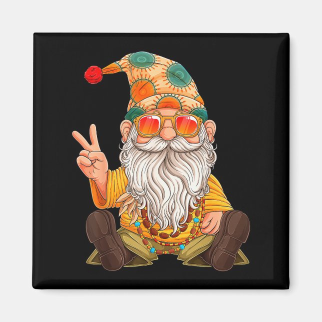 Íman Funny Hipe Gnome Peace Sign Gnomes Lovers Men Wome (Frente)