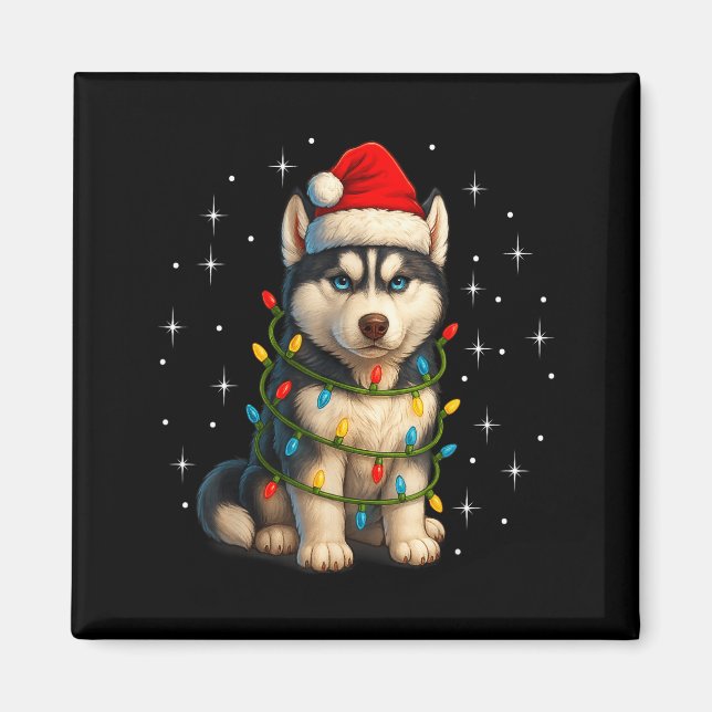 Íman Funny Husky Dog Christmas Pj Pajama Men Women Pjs  (Frente)