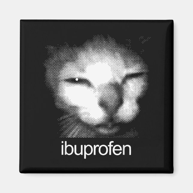 Íman Funny Ibuprofen Cat Meme Retro Ugly Cat Face Mens  (Frente)