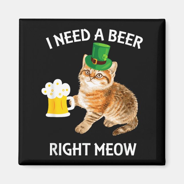 Íman Funny Irish Beer Cat St Patricks Day Drinking With (Frente)