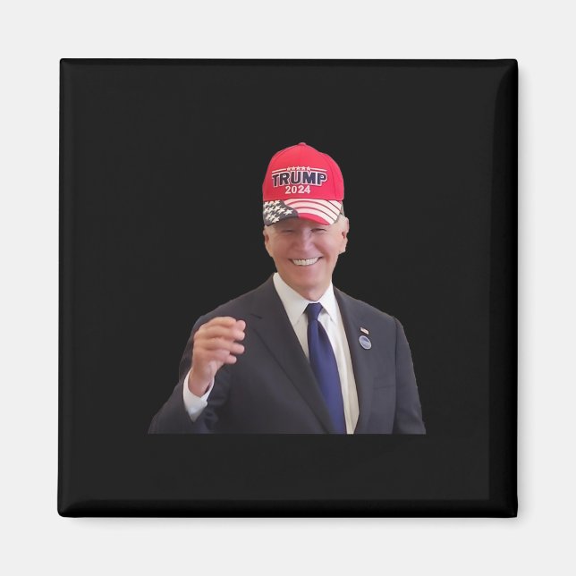 Íman Funny Joe Biden Dons Boné Trump 2024 (Frente)
