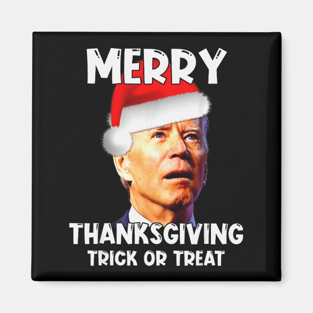 Íman Funny Joe Biden Santa Hat Merry Thanksgiving Chris (Frente)