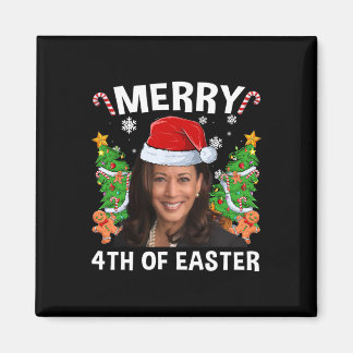 Íman Funny Kamala Harris Natal Santa Hat Feliz 4