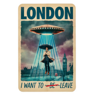 Íman Funny London Alien Abduction Retro Sci-Fi Poster