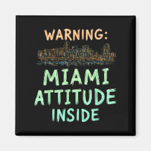 Íman Funny Miami Florida Night Skyline Vintage