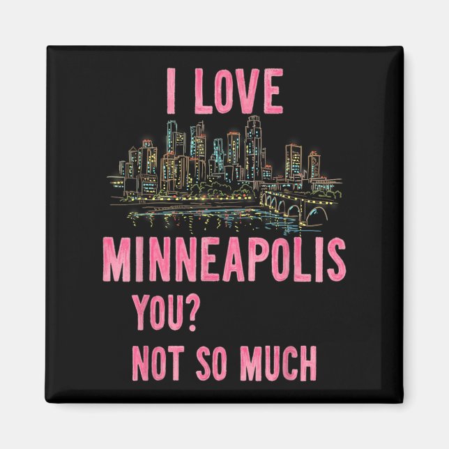 Íman Funny Minneapolis Minnesota Night Skyline Vintage (Frente)