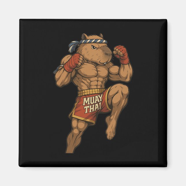 Íman Funny Muay Thai Capybara Thai Boxando Artes Marcia (Frente)