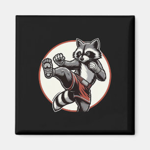 Íman Funny Muay Thai Raccoon Tailandês Boxando Artes Ma