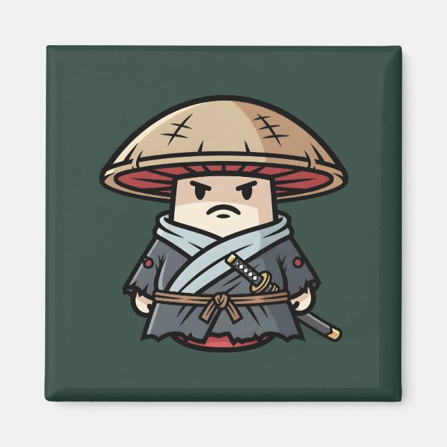 Íman Funny Mushroom Ronin Wandering Samurai Illustratio (Frente)