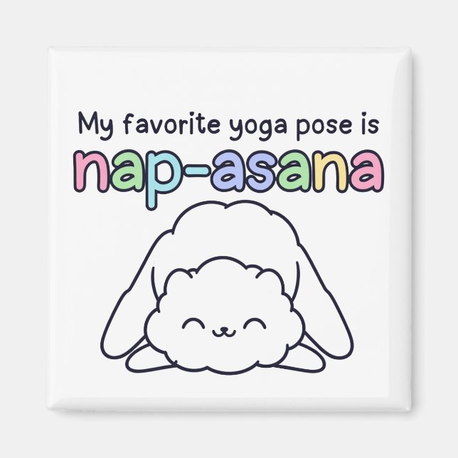Íman Funny "Nap-asana" Sleepy Cloud Yoga Pose Magnet (Frente)
