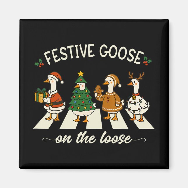 Íman Funny Natal Meme do Ganso Bobo Ganso Festivo Em  (Frente)