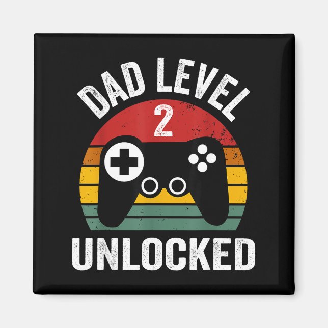 Íman Funny New Dad Shirt Dad Level 2 Unlocked For 2 Kid (Frente)