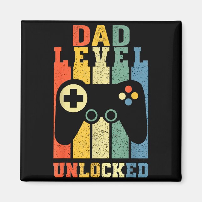 Íman Funny New Dad Shirt Dad Level Unlocked Day Tee Shi (Frente)