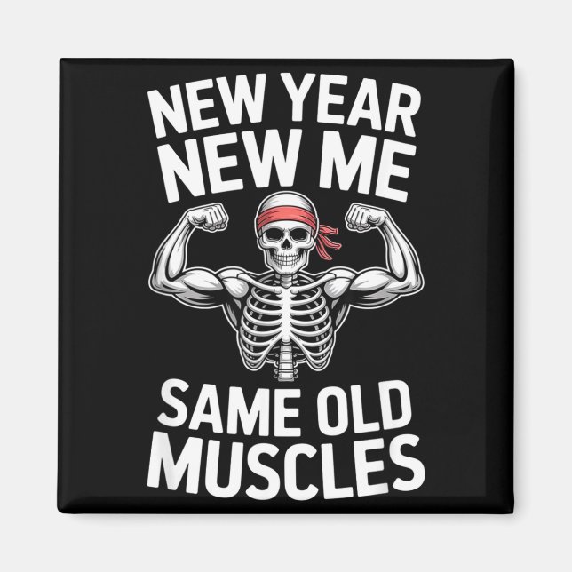 Íman Funny New Year Gym Skeleton Resolution Workout Hum (Frente)