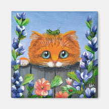 Funny Orange Tabby Cat Flowers