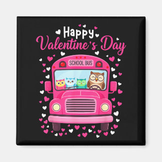 Íman Funny owls school bus driver happy valentines day
