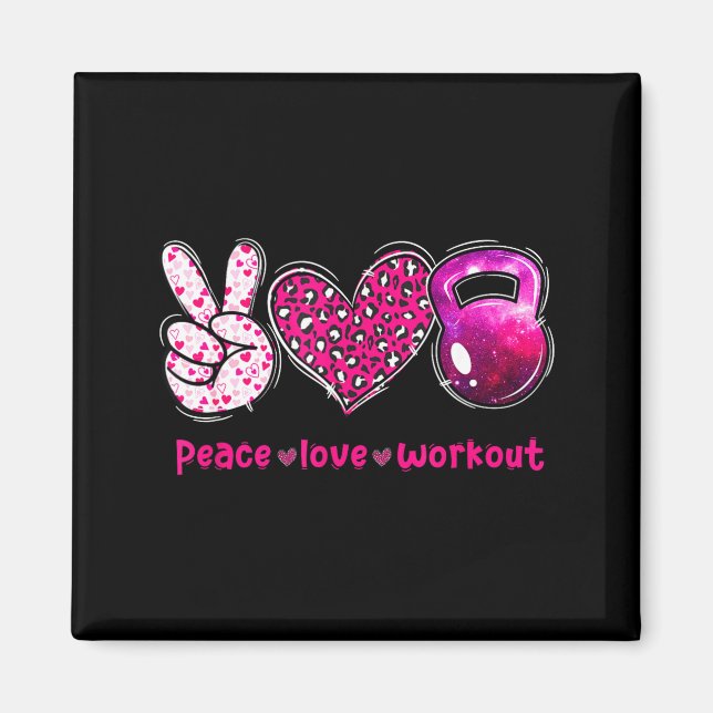 Íman Funny Peace Love Workout Gym Lifting Gymer Valenti (Frente)