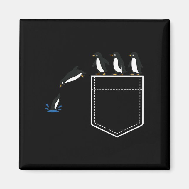 Íman Funny Penguin Cket Cute Diving Penguin Animal Love (Frente)