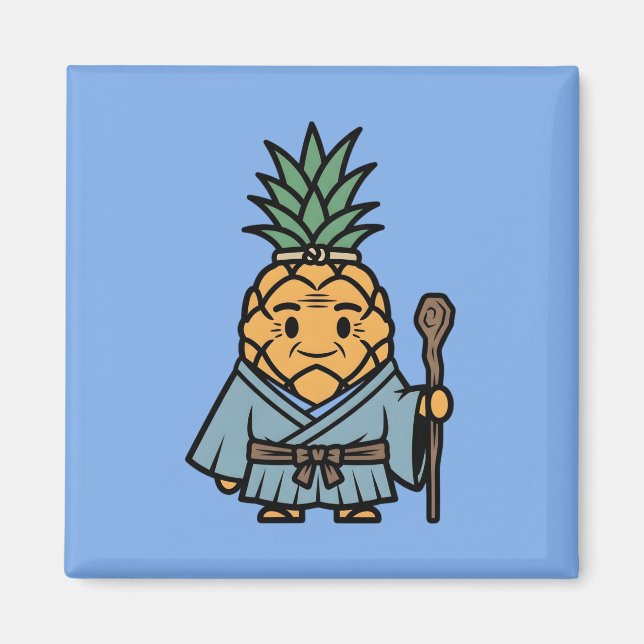 Íman Funny Pineapple Sensei Master Samurai Illustration (Frente)