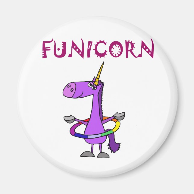 Íman Funny Purple Unicorn com Hula Hoop (Frente)