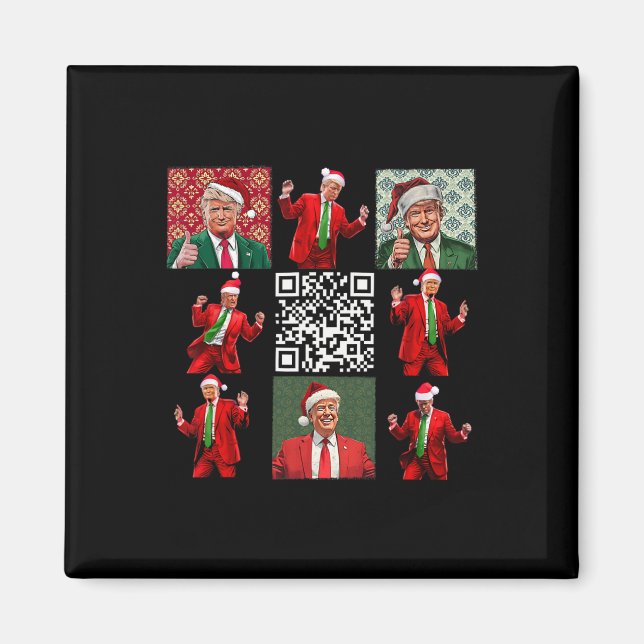 Íman Funny Qr Presidente Trump Christmas Dance M (Frente)
