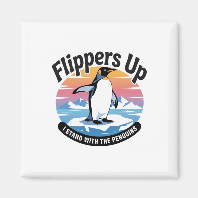 Íman Funny Resiste Pinguins Protestando Contra Tarifas  (Frente)