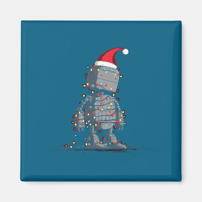 Íman Funny Robot Christmas Graphics Lights Lover Long S (Frente)