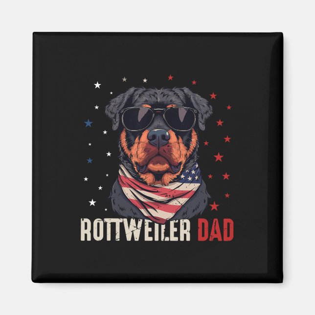 Íman Funny Rottweiler Pai Eua Estrelas 4 De Julho Pais (Frente)