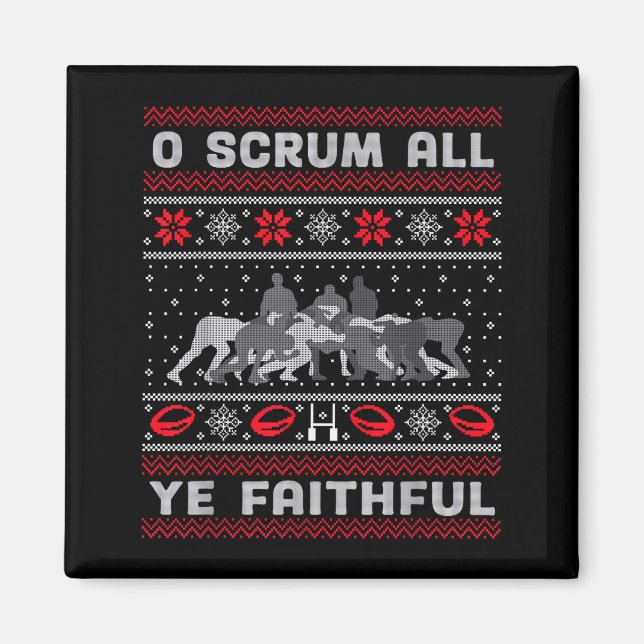 Íman Funny Rugby O Scrum All Ye Faithful Ugly Merry Chr (Frente)