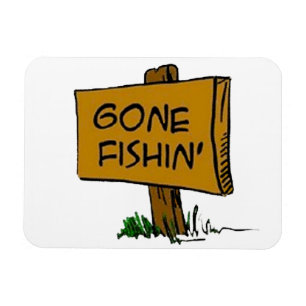 Íman Funny Rustic Fun Gone Fishin Expressions Logo