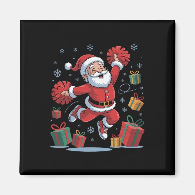 Íman Funny Santa Cheering Cheerleading Christmas Xmas P (Frente)
