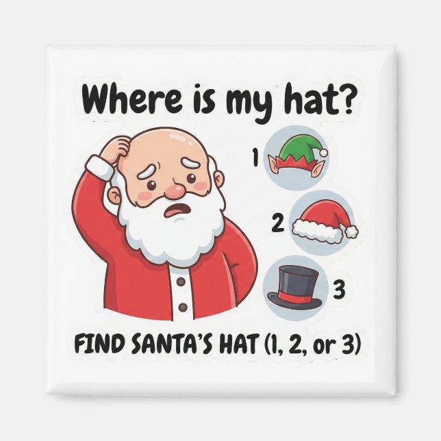 Íman Funny Santa Claus Lost Hat Matching Game Magnet (Frente)