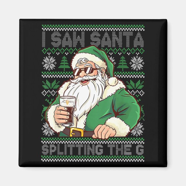 Íman Funny Santa Drinking Beer Splitting G Christmas Ad (Frente)