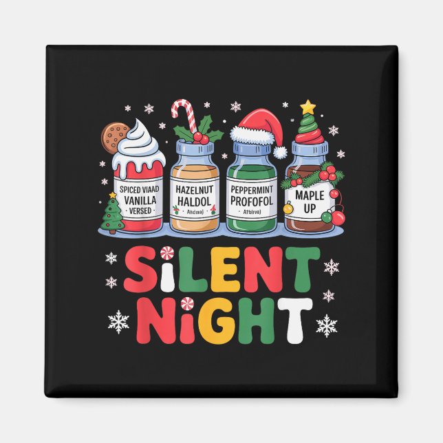 Íman Funny Santa Profol Silent Night Icu Nurses Merry C (Frente)