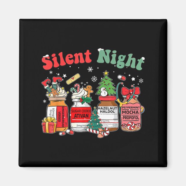 Íman Funny Santa Profol Silent Night Icu Nurses Merry C (Frente)