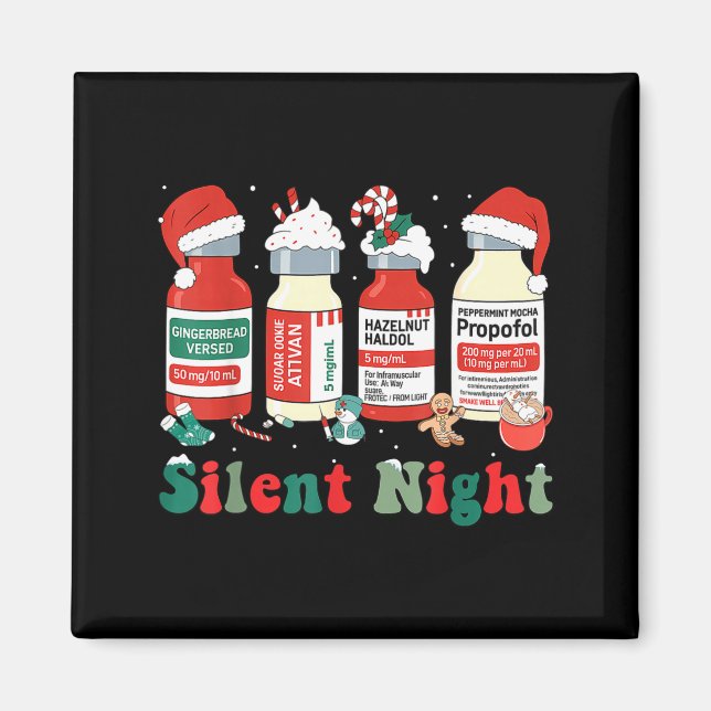 Íman Funny Santa Profol Silent Night Icu Nurses Merry C (Frente)