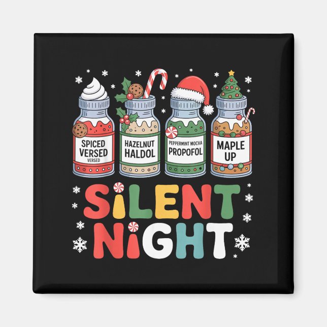 Íman Funny Santa Profol Silent Night Icu Nurses Merry C (Frente)