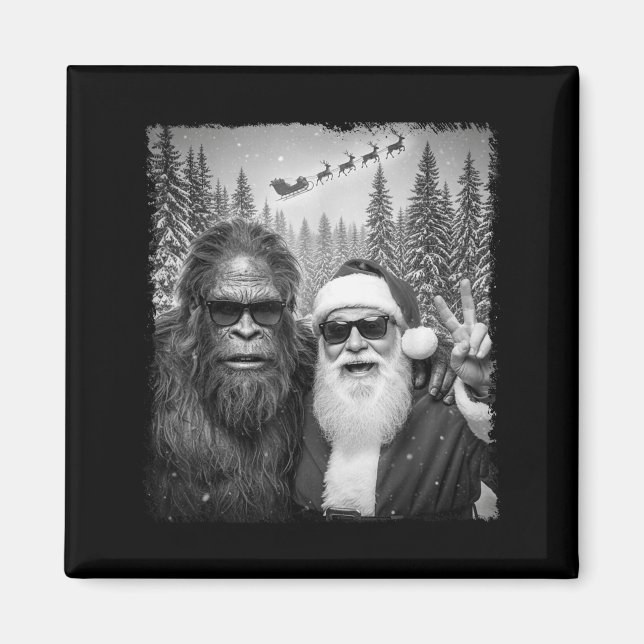 Íman Funny Sasquatch Meme Cool Selfie With Santa Christ (Frente)