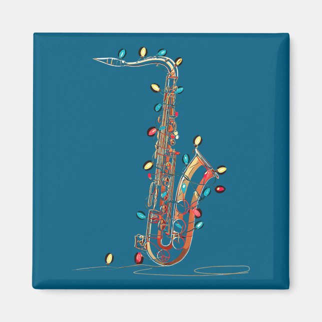 Íman Funny Saxophone Christmas Graphics Lights Lover Pl (Frente)