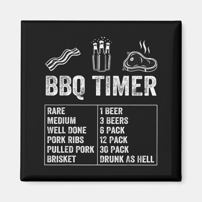 Íman Funny Saying Bbq Timer Beer Grill Dad Barbecue Dri (Frente)