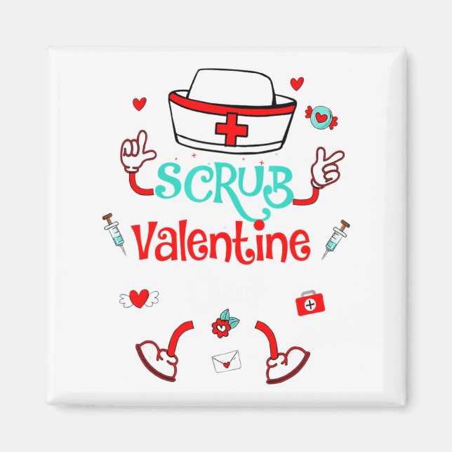 Íman Funny Scrub Valentines Day Nurse Crew Family Group (Frente)