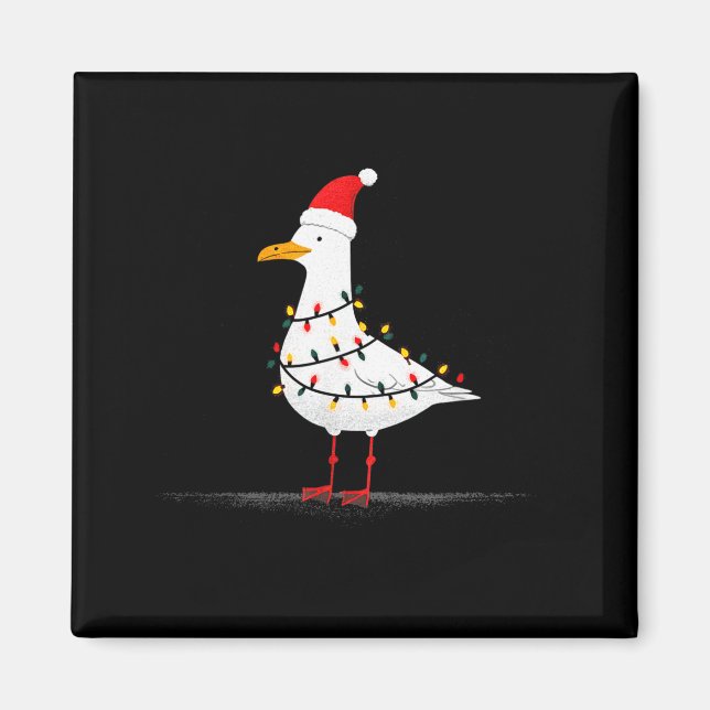 Íman Funny Seagull Christmas Graphics Animal Lights Lov (Frente)