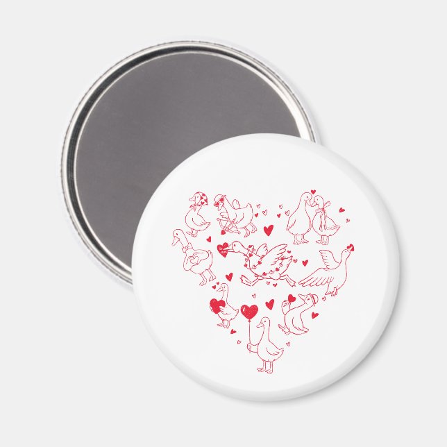 Íman Funny Silly Goose Heart Magnet | Valentine’s Day  (Front/Back)