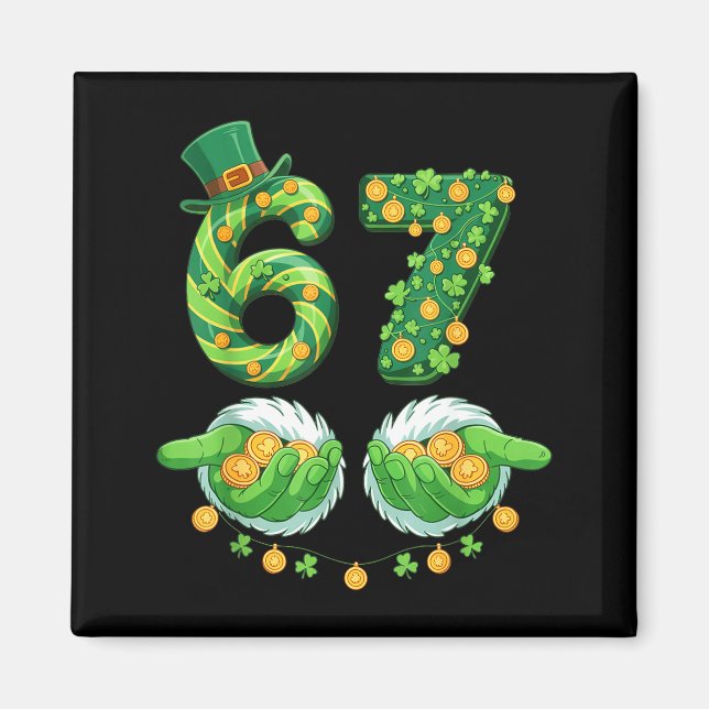 Íman Funny Six Seven 67 Meme Shamrocks St Patricks Day  (Frente)