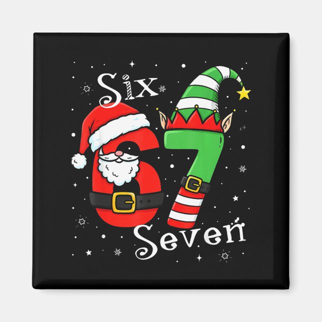 Íman Funny Six Seven 6 7 Meme Christmas Santa Elf Numbe (Frente)