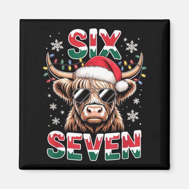 Íman Funny Six Seven Highland Cow Christmas 67 Cool Xma (Frente)