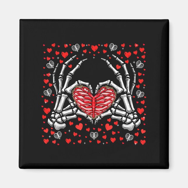 Íman Funny Skeleton Hand Heart Valentines Day Bones Lov (Frente)