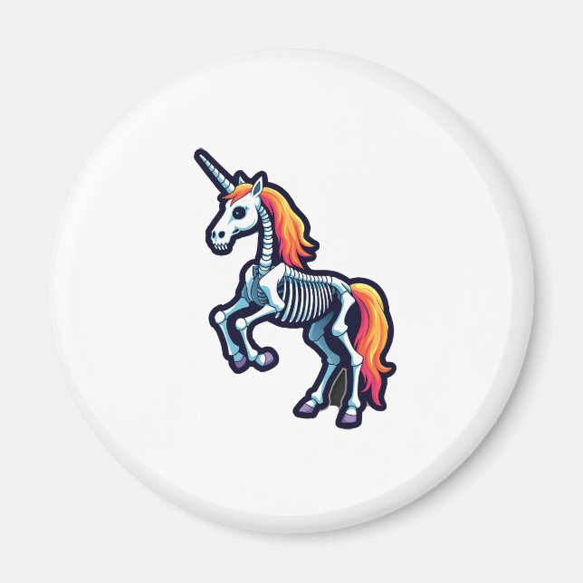 Íman Funny Skeleton Unicorn Lovers Spooky Halloween Cos (Frente)