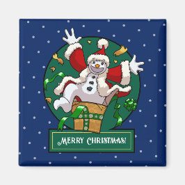 Íman Funny Snowman Merry Christmas Surprise Cartoon