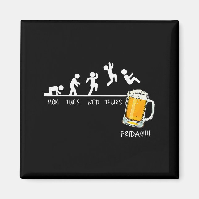 Íman Funny Stickman Jumping Beer Days Of Week Friday Dr (Frente)